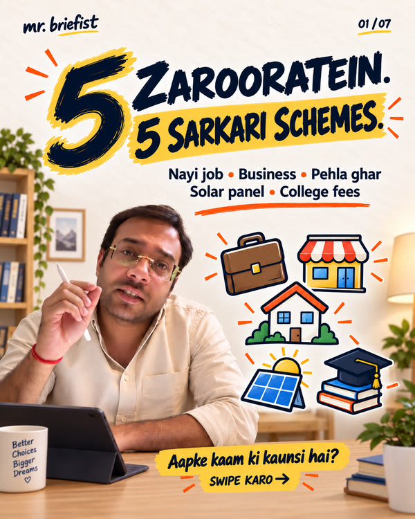 Five needs, five government schemes: jobs, business, a first home, solar and college